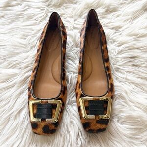 Talbots Sutton Tan & Black Leopard Print Calf Hair Gold Buckle Women’s Size 6.5M